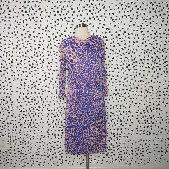 LK Bennett Purple Leopard Animal Print Dress - Picture 1 of 10